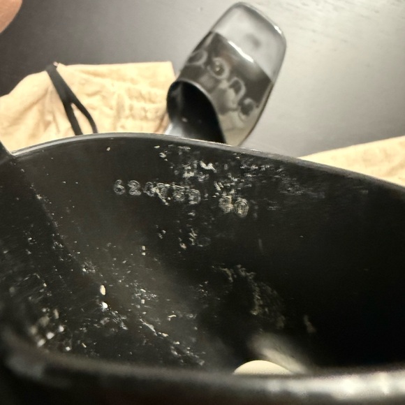 GUCCI LOGO BLACK RUBBER PLATFORM SLIDES / SANDAL / WOMENS HEELS - Picture 10 of 11